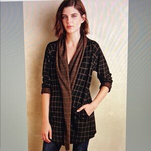 Anthropologie Windowpane Shawl Jacket by Sanctuary